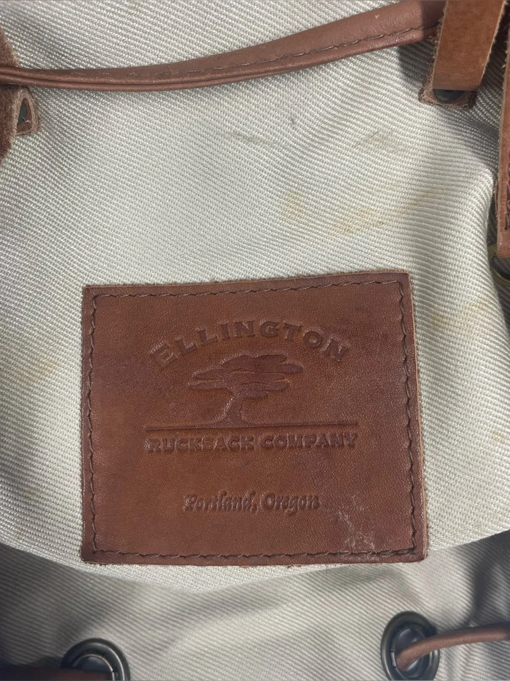 Ellington Vintage Leather Rucksack Backpack Travel Tote Large Bag British Tan